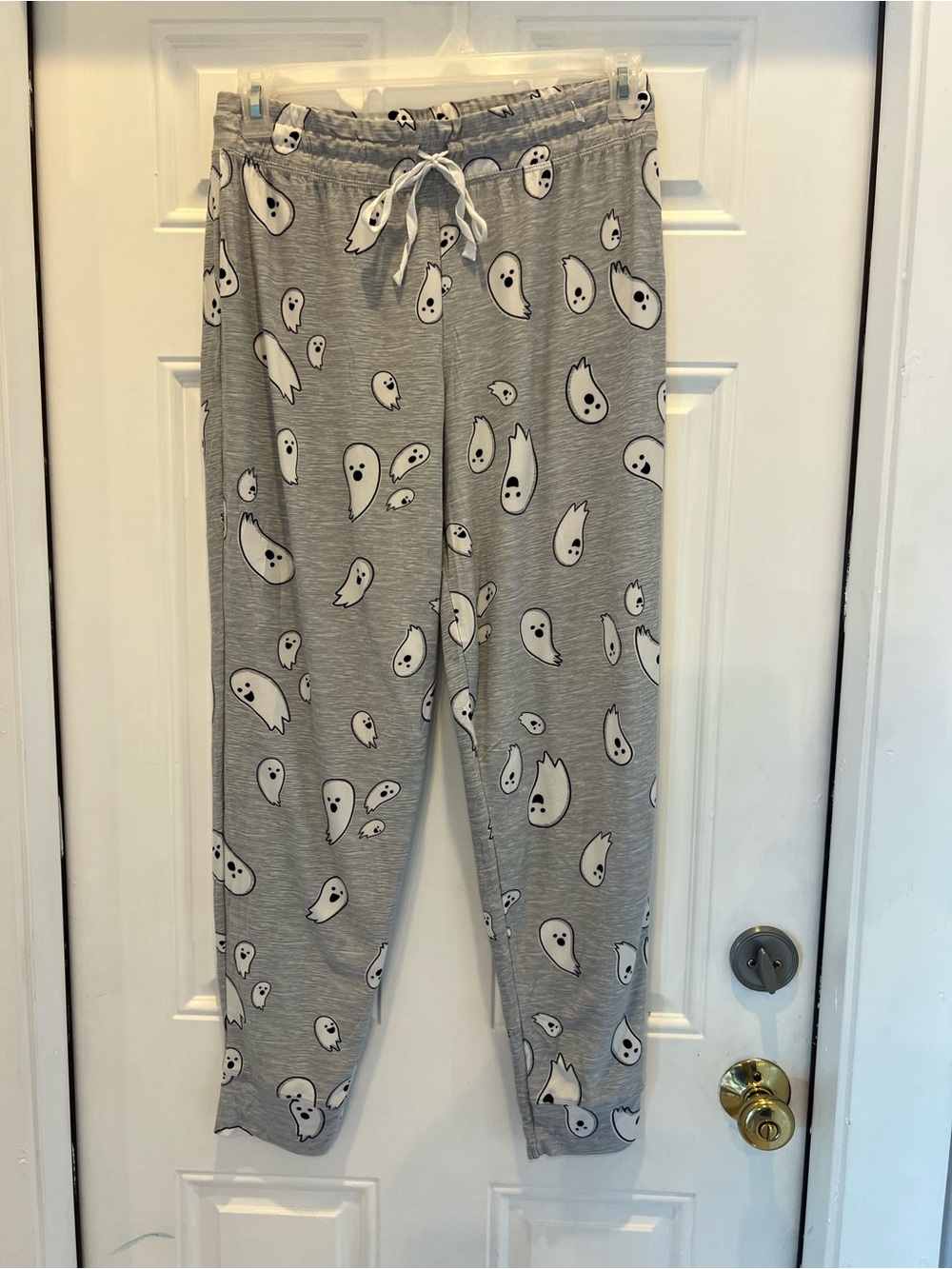 Women Halloween Sweatpants Gray Pijama Pant Size L Elastic Waist Polyester 1003